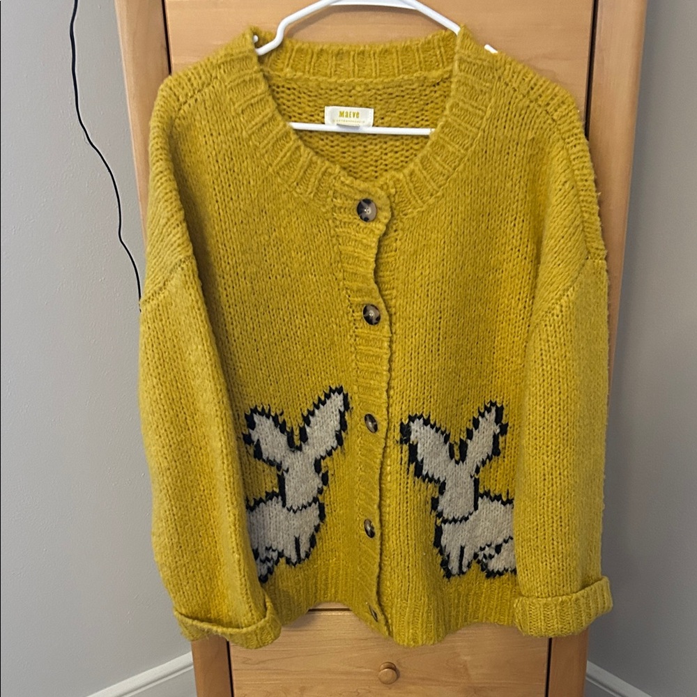 Maeve Mustard Yellow Bunny Slope Cardigan, LP